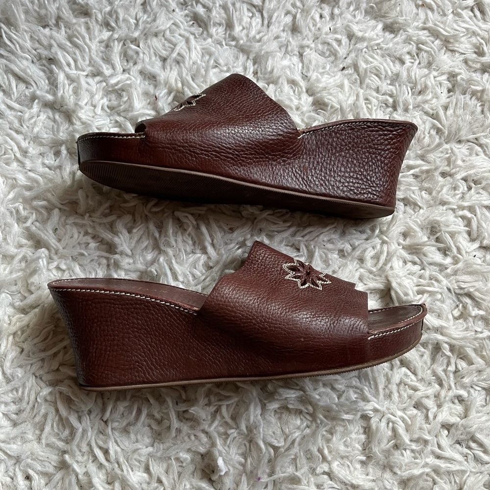Cole‎ Haan country brown leather wedge sandals - Picture 5 of 8
